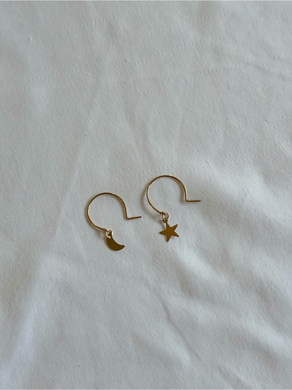 Gold Moon and Star Hoop Earrings - Minimal Women's Jewelry